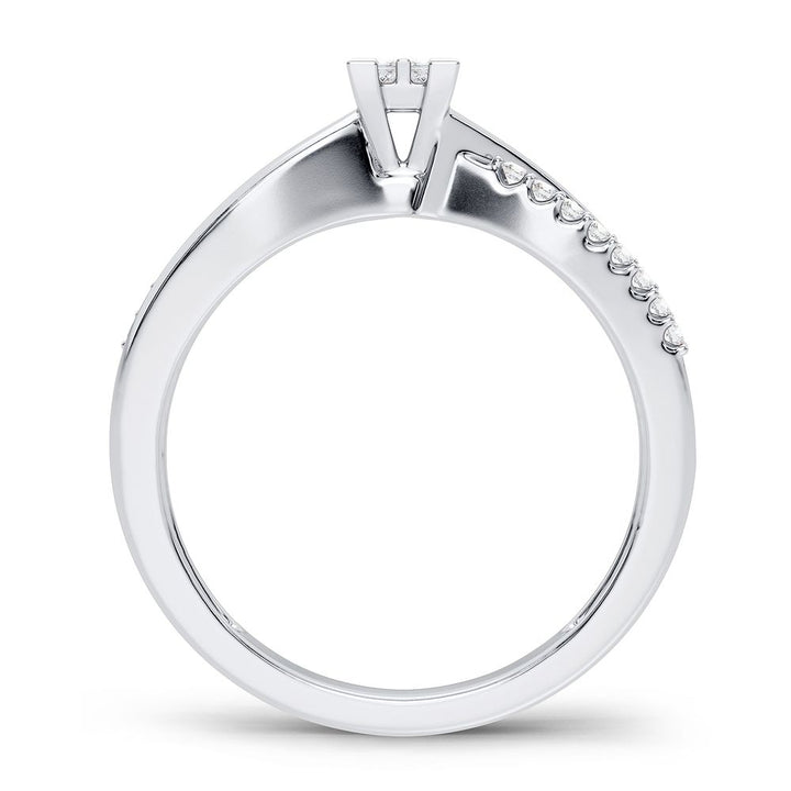 10K White Gold Lab Diamond Promise Ring for Women