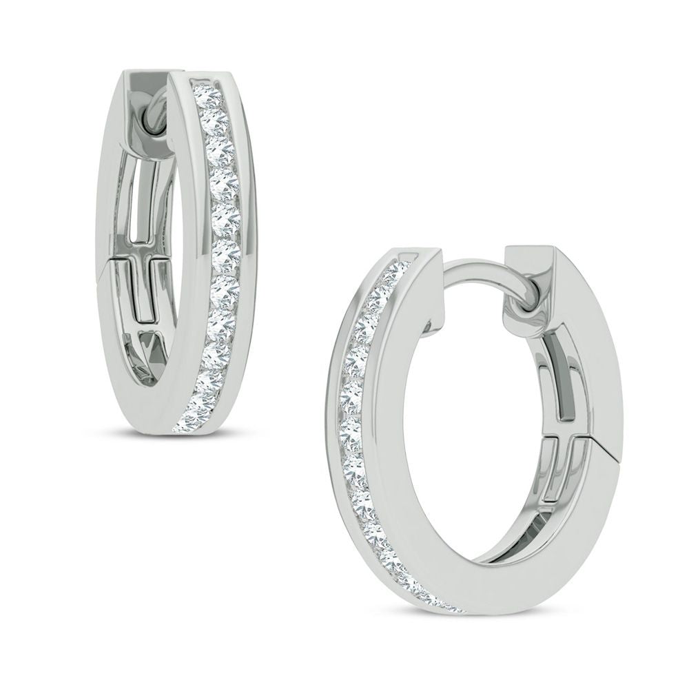 Chic 14k White Gold 0.10CT Lab Diamond Womens Hoop Earrings