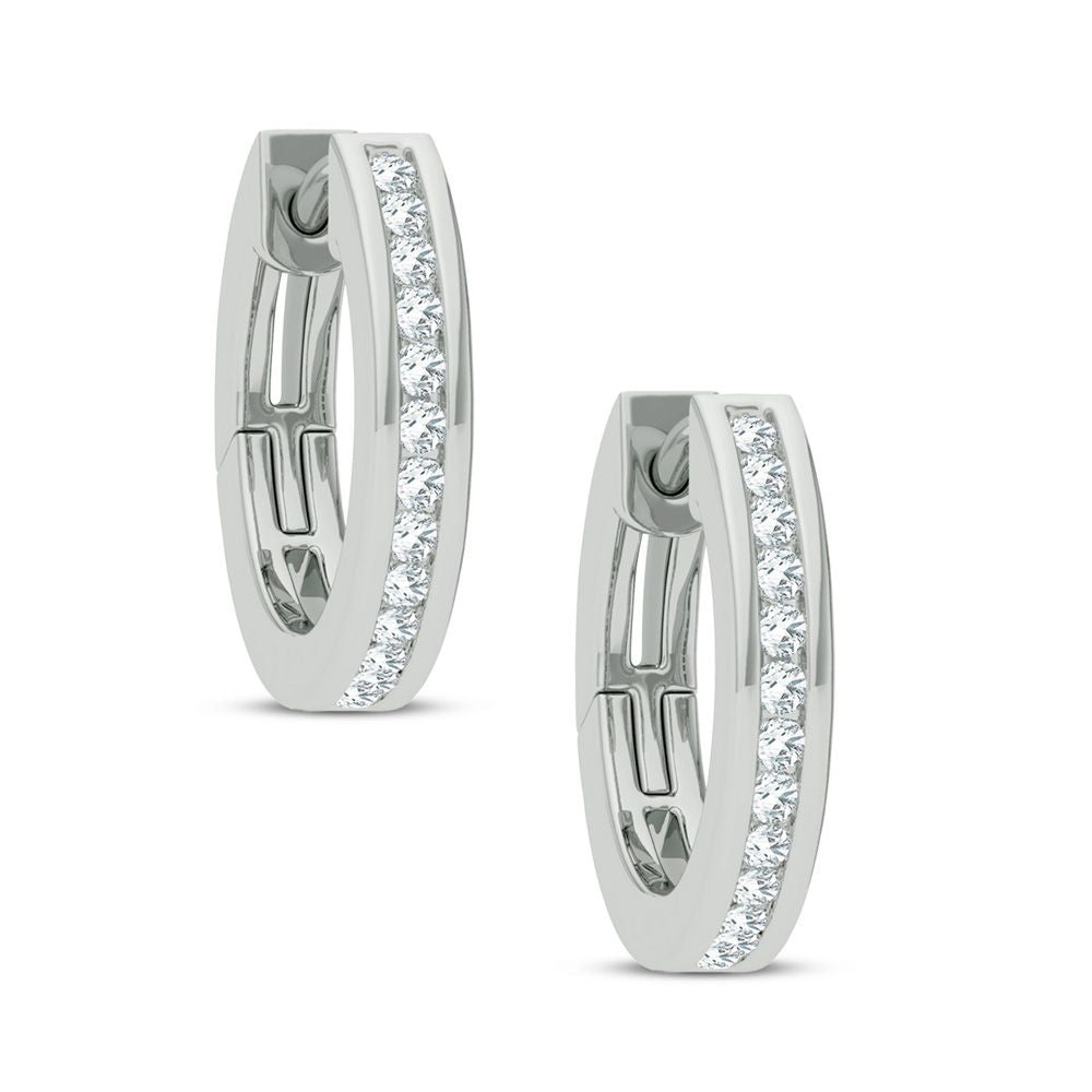 Chic 14k White Gold 0.10CT Lab Diamond Womens Hoop Earrings