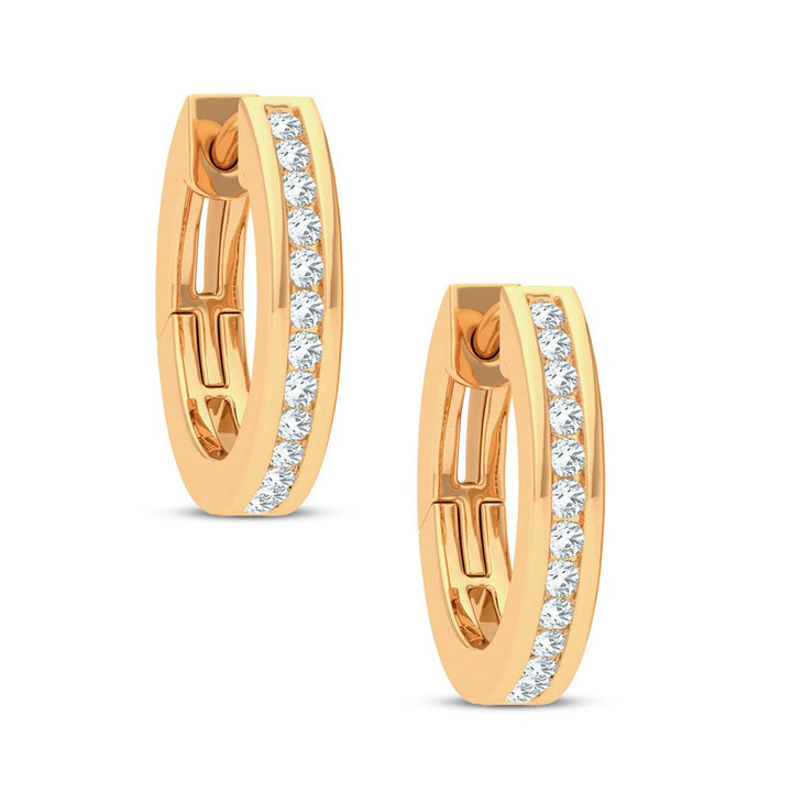 14K Yellow Gold Lab Diamond Hoop Earrings - Chic Sparkle