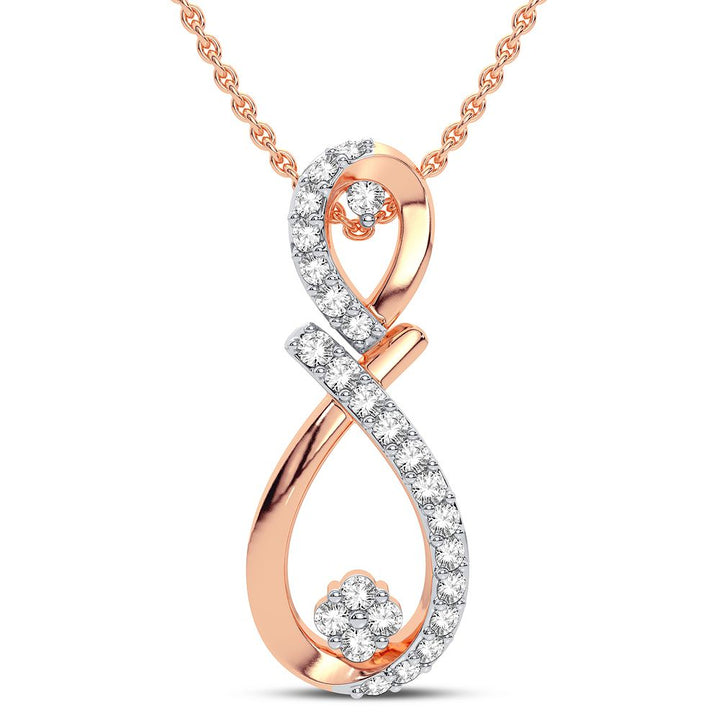 Delicate 14k Rose Gold 0.18CT Lab Diamond Pendant for Her