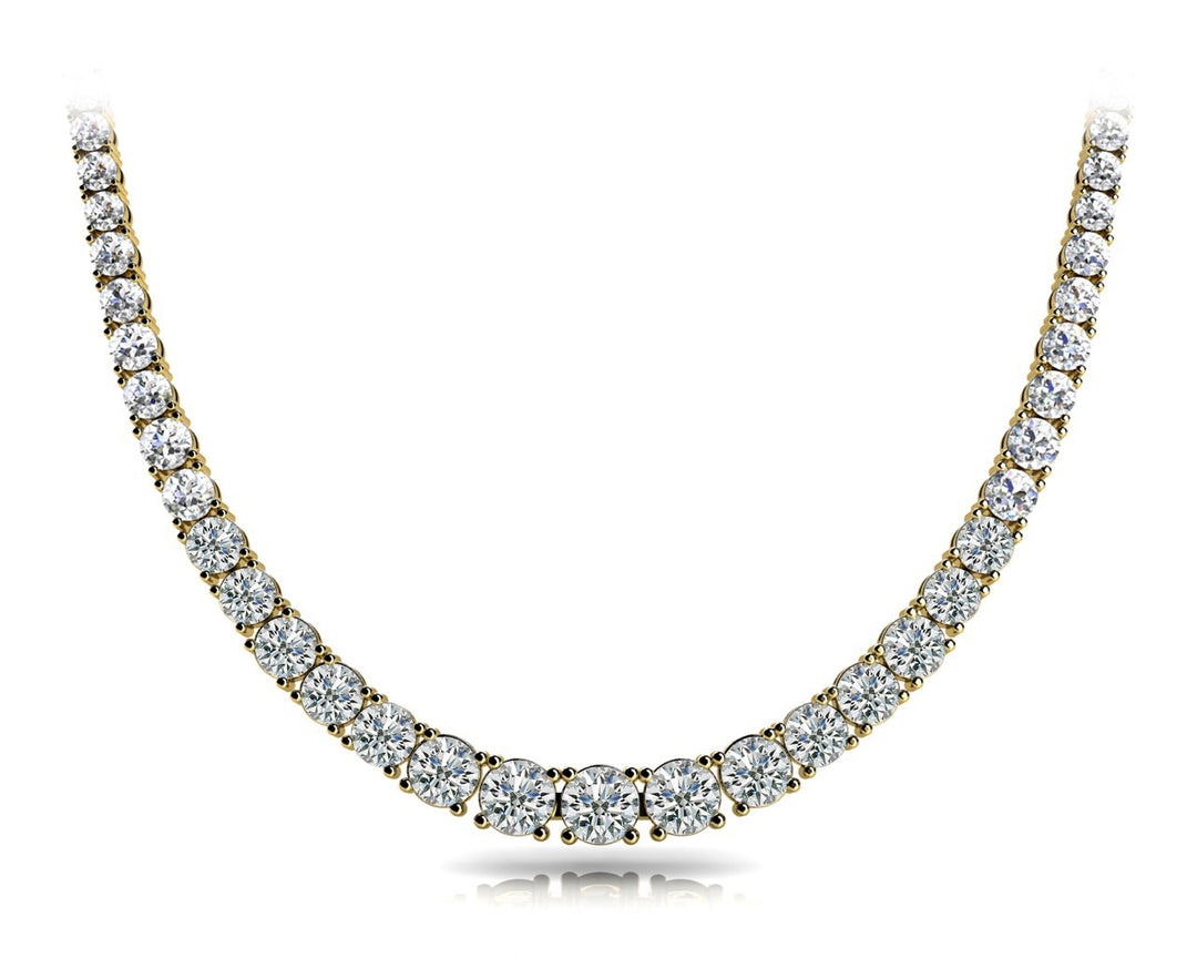 14K Yellow Gold Multi-Diamond Graduated Necklace