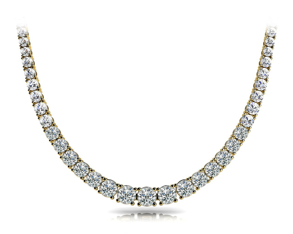 14K Yellow Gold Multi-Diamond Graduated Necklace