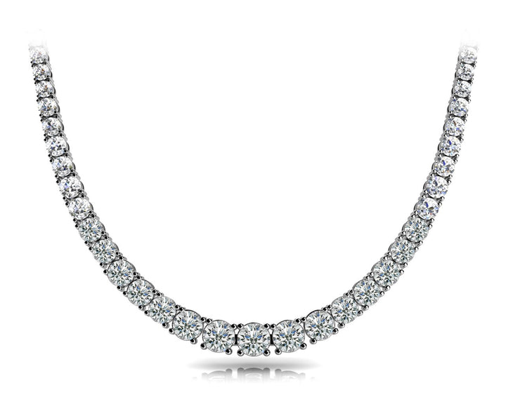 Platinum White Diamond Graduated Necklace