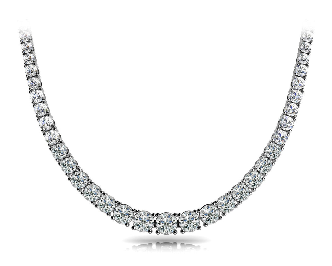 14K White Gold Diamond Graduated Basket Necklace