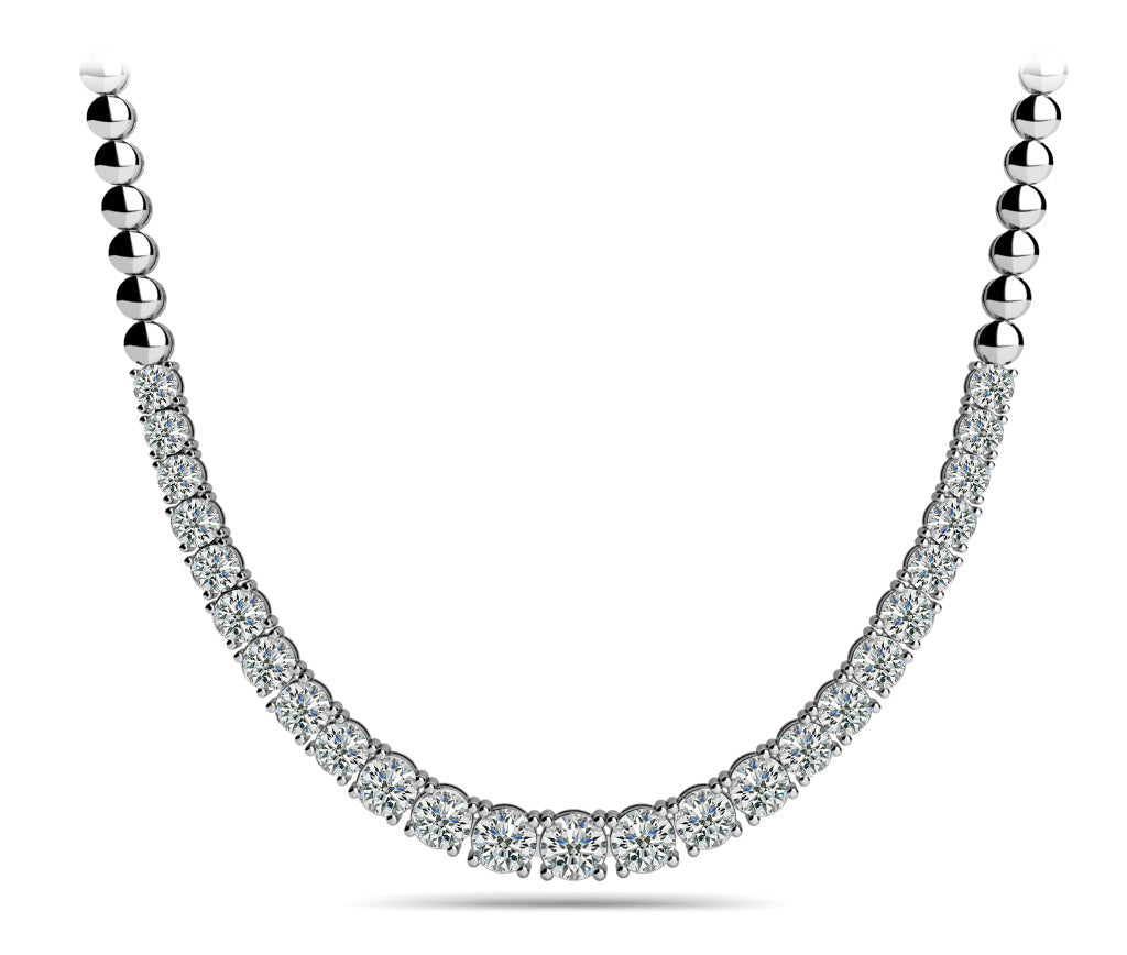 Platinum White Diamond Graduated Necklace