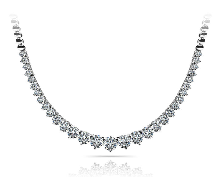 18K White Gold Multi-Diamond Graduated Necklace