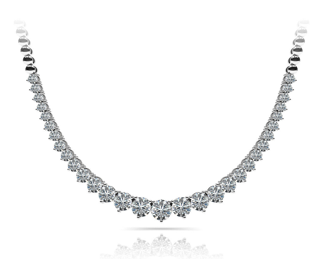 14K White Gold Lab Diamond Graduated Necklace