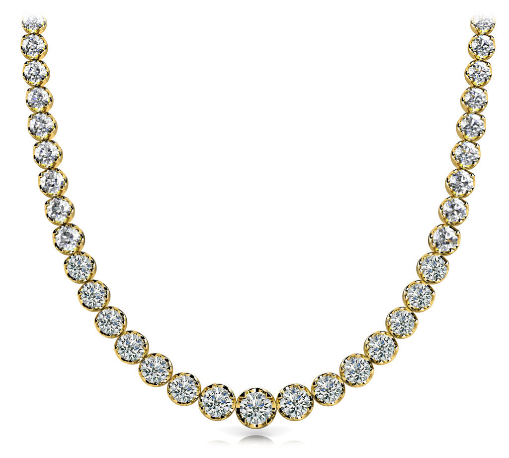 18K Yellow Gold Lab Diamond Graduated Necklace