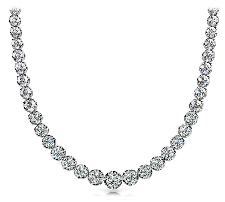 Platinum 10ctw Multi-Diamond Graduated Necklace