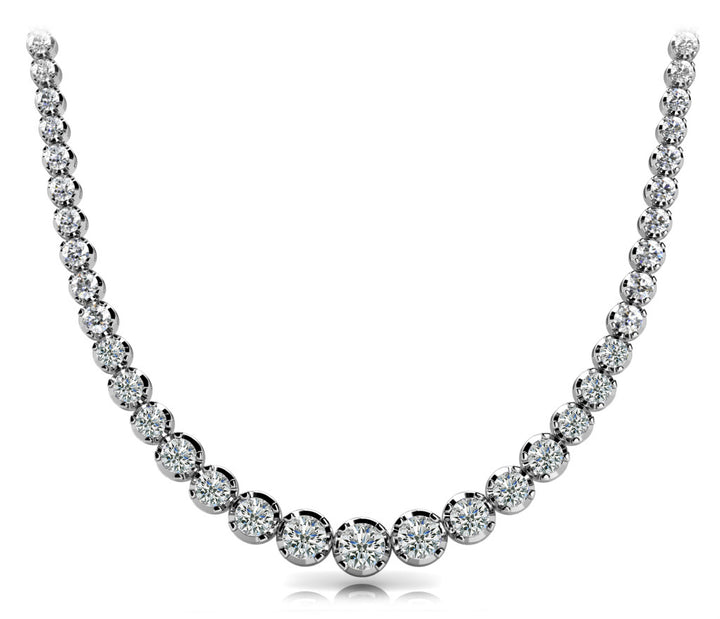 18K White Gold Diamond Graduating Necklace