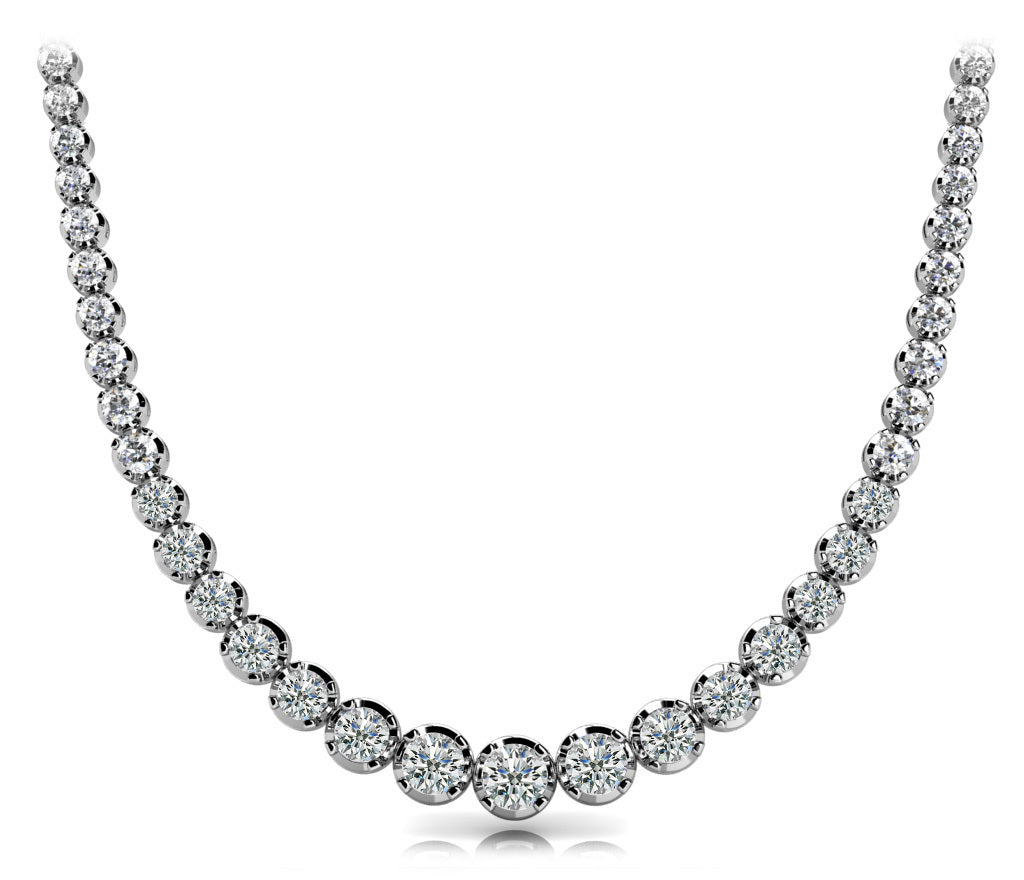 14K White Gold Lab Diamond Graduating Necklace