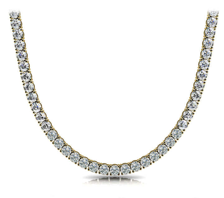 18K Yellow Gold Round Diamond Fashion Necklace