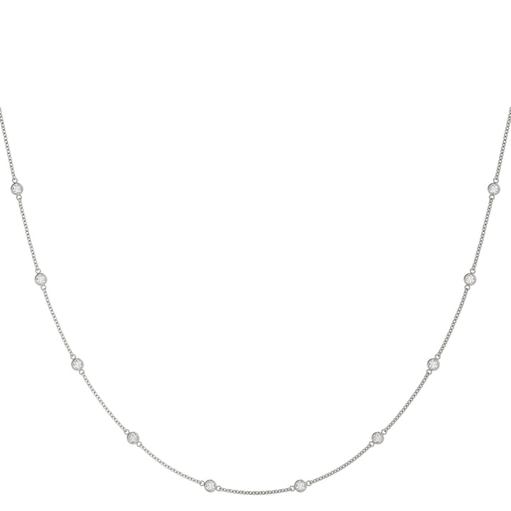10-Diamond 14K White Gold Delicate Chain