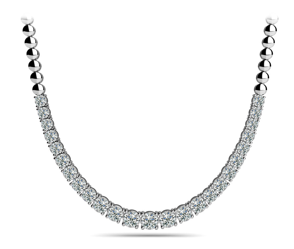 18K White Gold 2ct Round Diamond Fashion Necklace