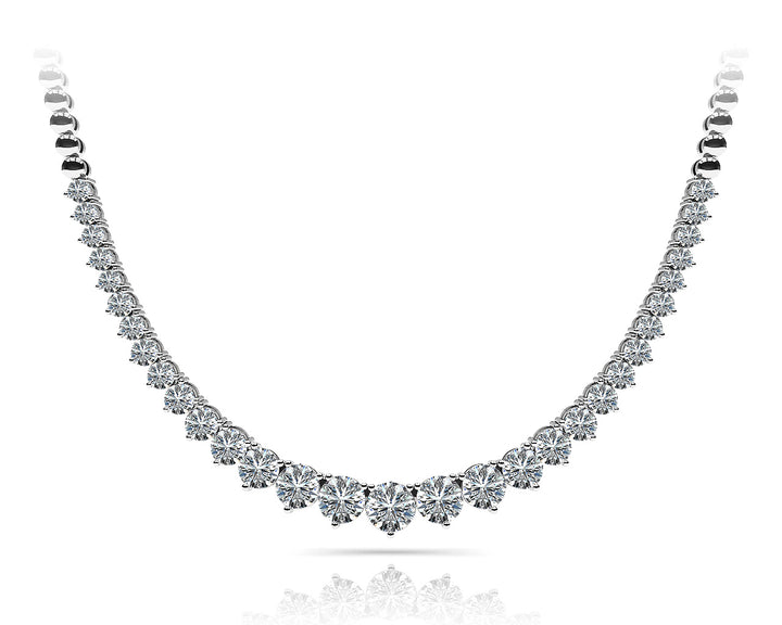 14K White Gold Lab Diamond Graduated Necklace