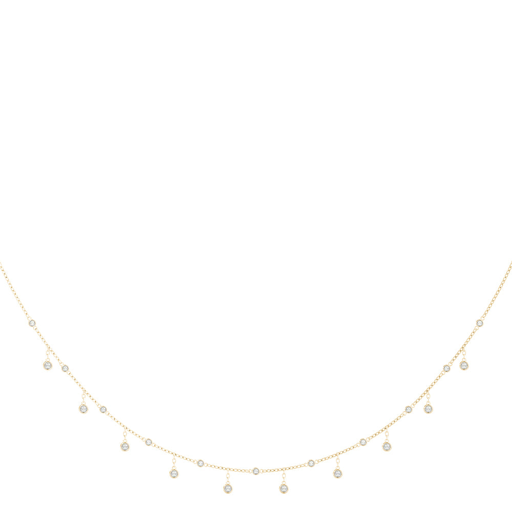 18K Yellow Gold Round Diamond Fashion Necklace