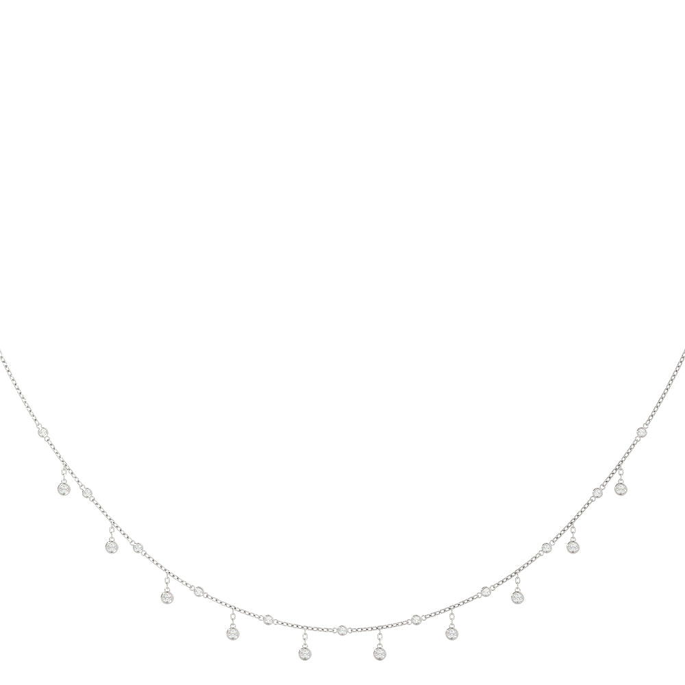 18K White Gold Diamond Cluster Necklace