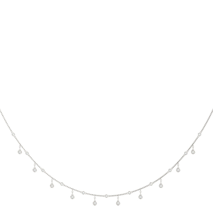 14K White Gold Round Diamond Fashion Necklace