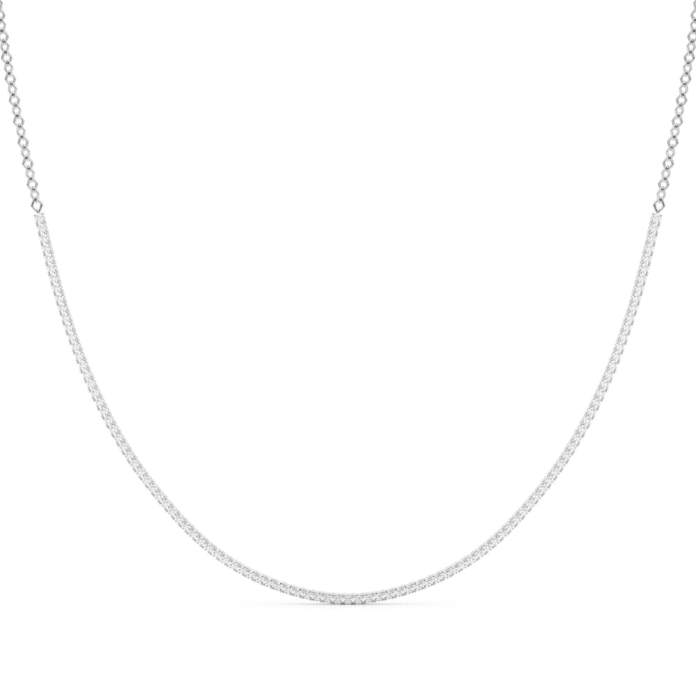 White Gold 16"" Lab Diamond Cluster Necklace