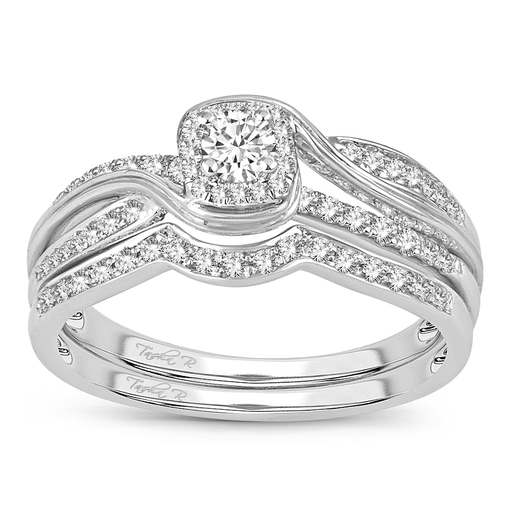 Sparkling Lab-Created Diamond Bridal Ring in White Gold