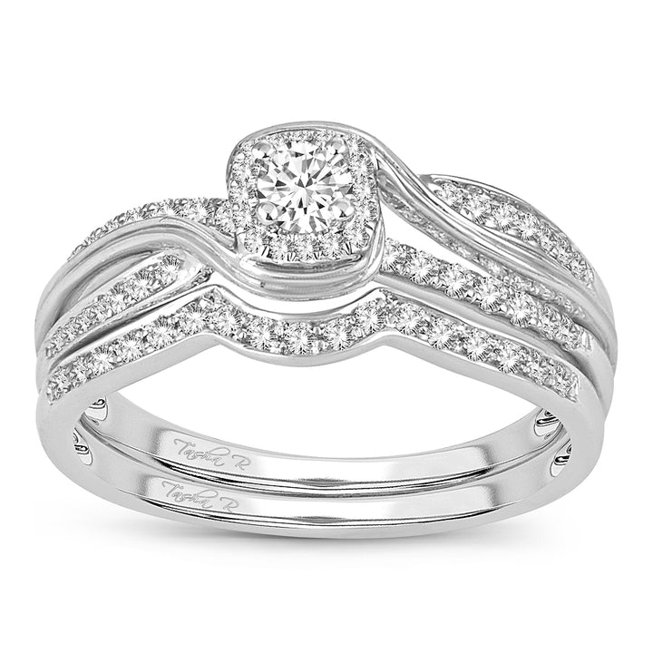 Sparkling Lab-Created Diamond Bridal Ring in White Gold