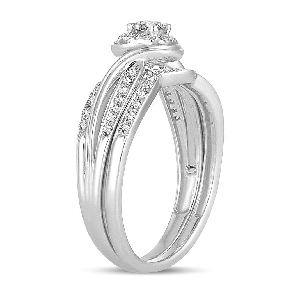 Sparkling Lab-Created Diamond Bridal Ring in White Gold