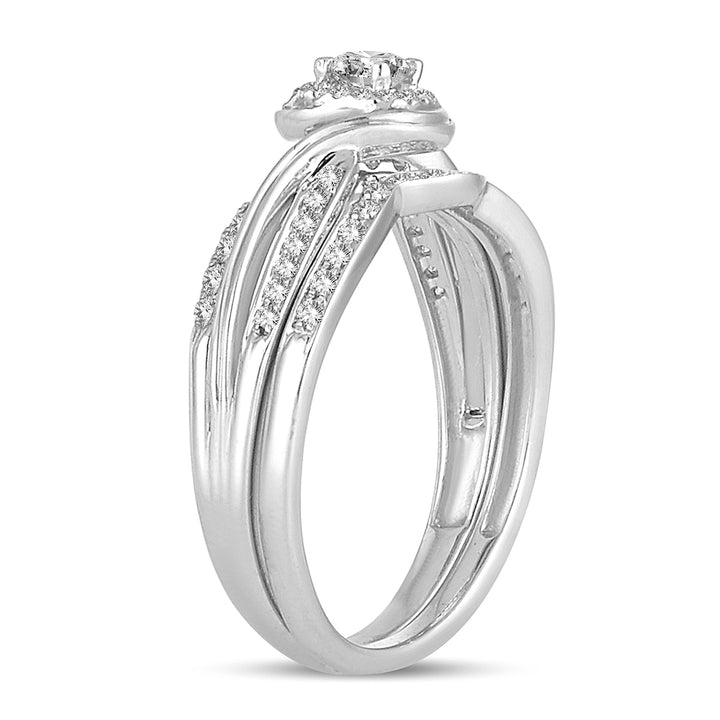 Sparkling Lab-Created Diamond Bridal Ring in White Gold
