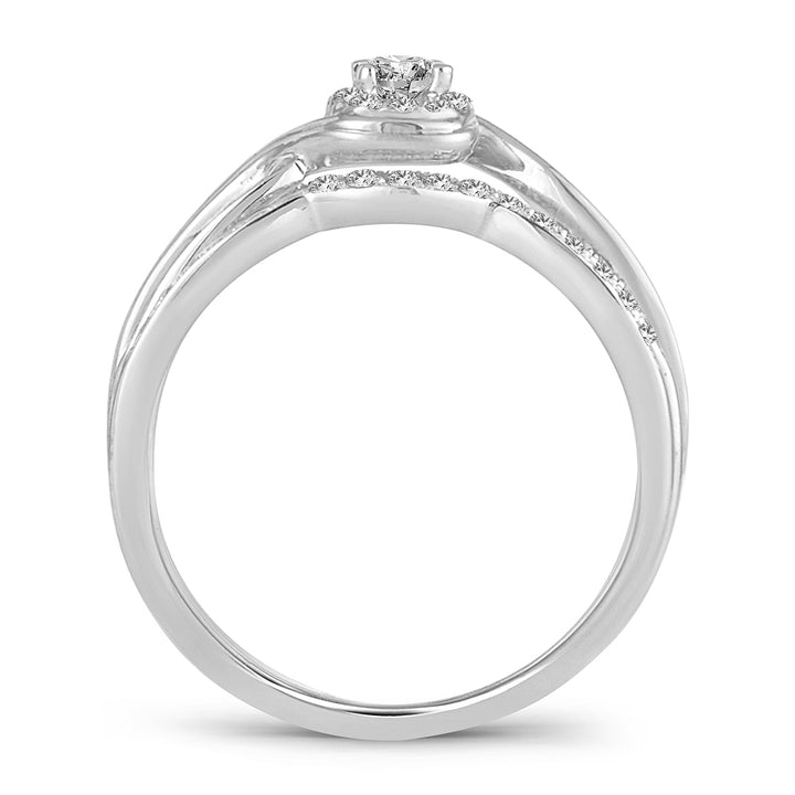 Sparkling Lab-Created Diamond Bridal Ring in White Gold