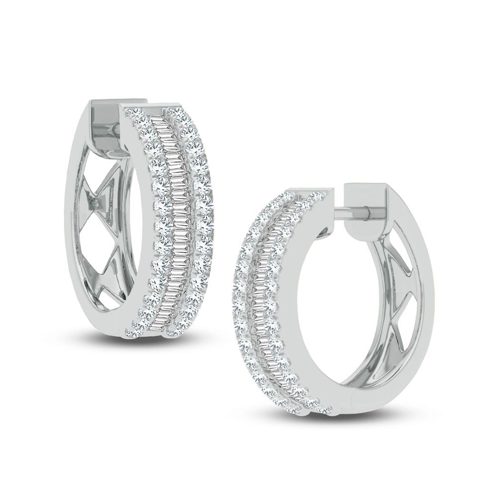 Chic 14K White Gold Lab Diamond Hoop Earrings - 1CT Sparkle