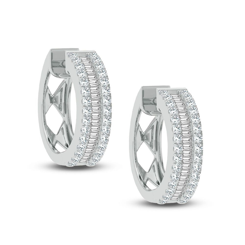 Chic 14K White Gold Lab Diamond Hoop Earrings - 1CT Sparkle