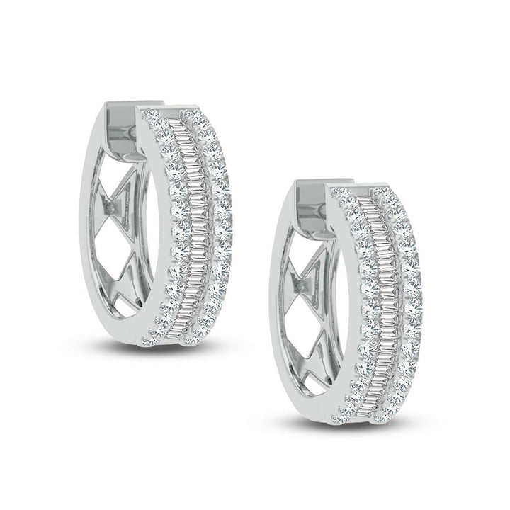 Chic 14K White Gold Lab Diamond Hoop Earrings - 1CT Sparkle