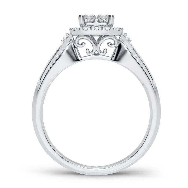 Timeless 10k White Gold Lab Diamond Engagement Ring (0.60CT)