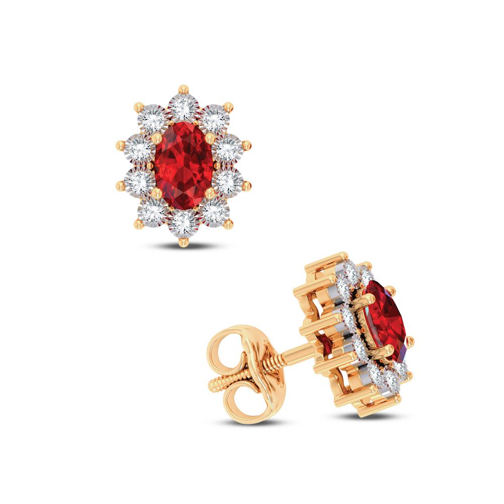10K Yellow Gold Lab Diamond Stud Earrings for Women