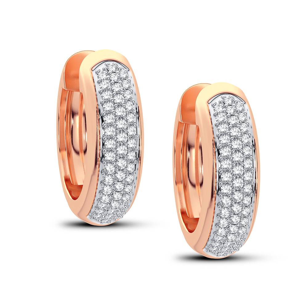 Delicate 14k Rose Gold 0.23CT Lab Diamond Hoop Earrings