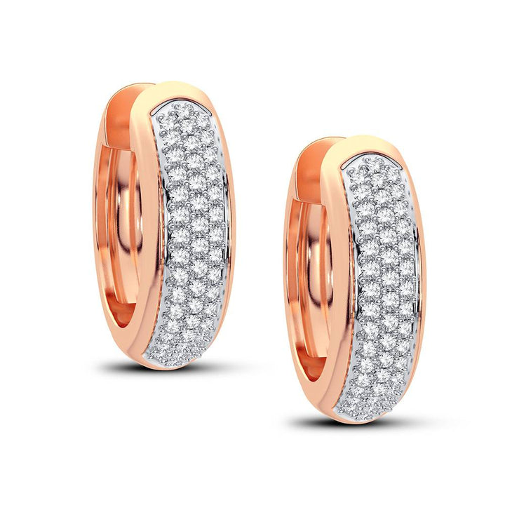 Delicate 14k Rose Gold 0.23CT Lab Diamond Hoop Earrings