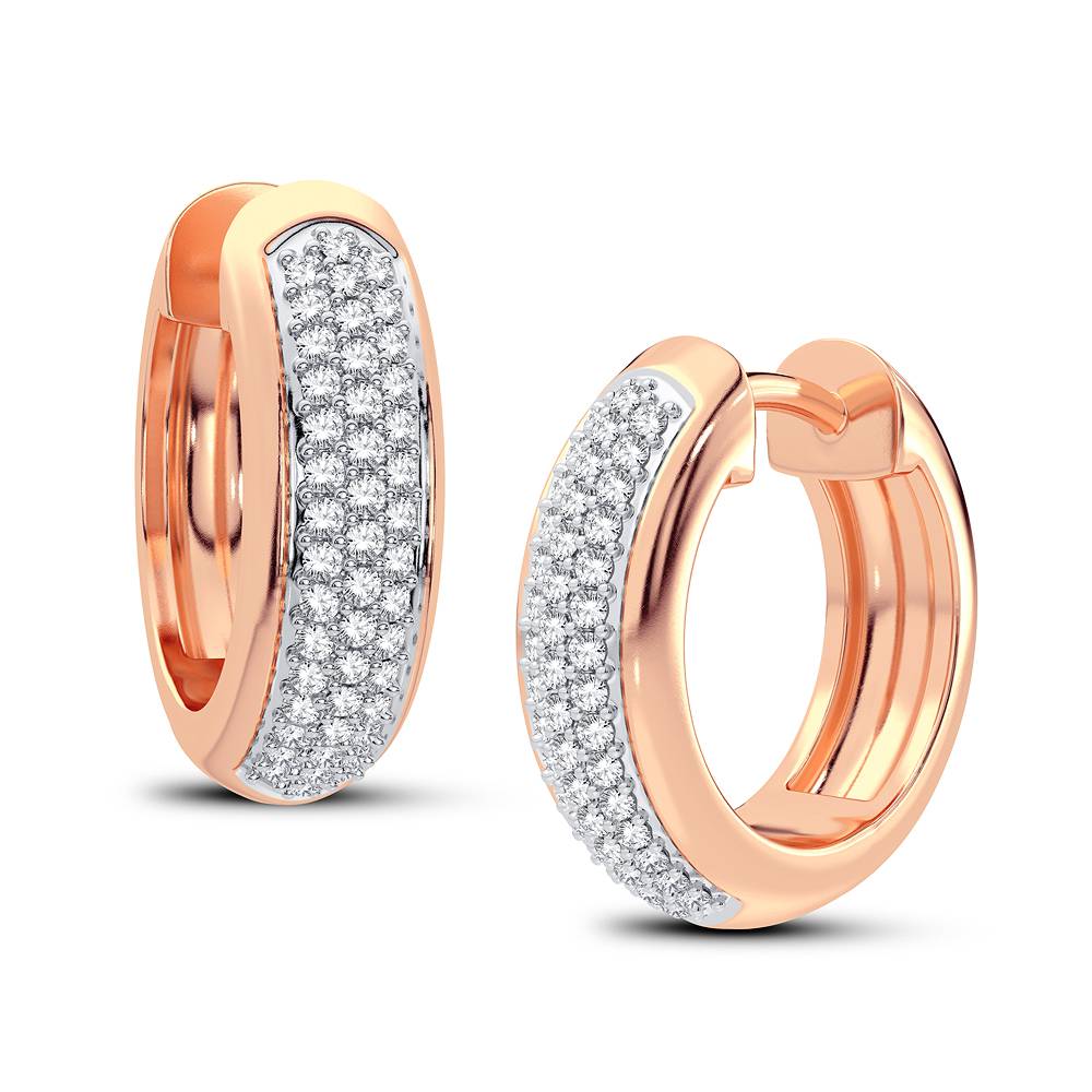 Delicate 14k Rose Gold 0.23CT Lab Diamond Hoop Earrings