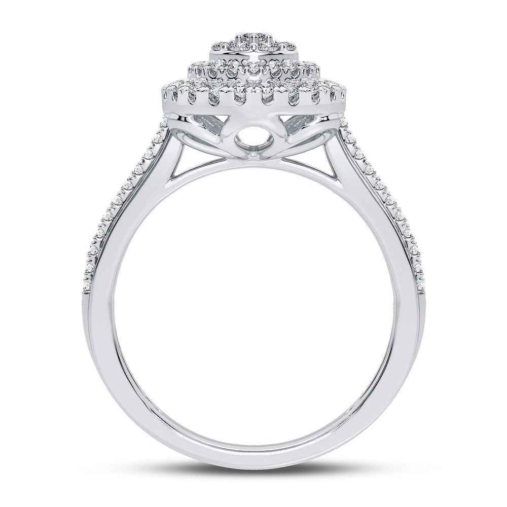 Chic 10k White Gold Lab Diamond Womens Fashion Ring 0.50CT