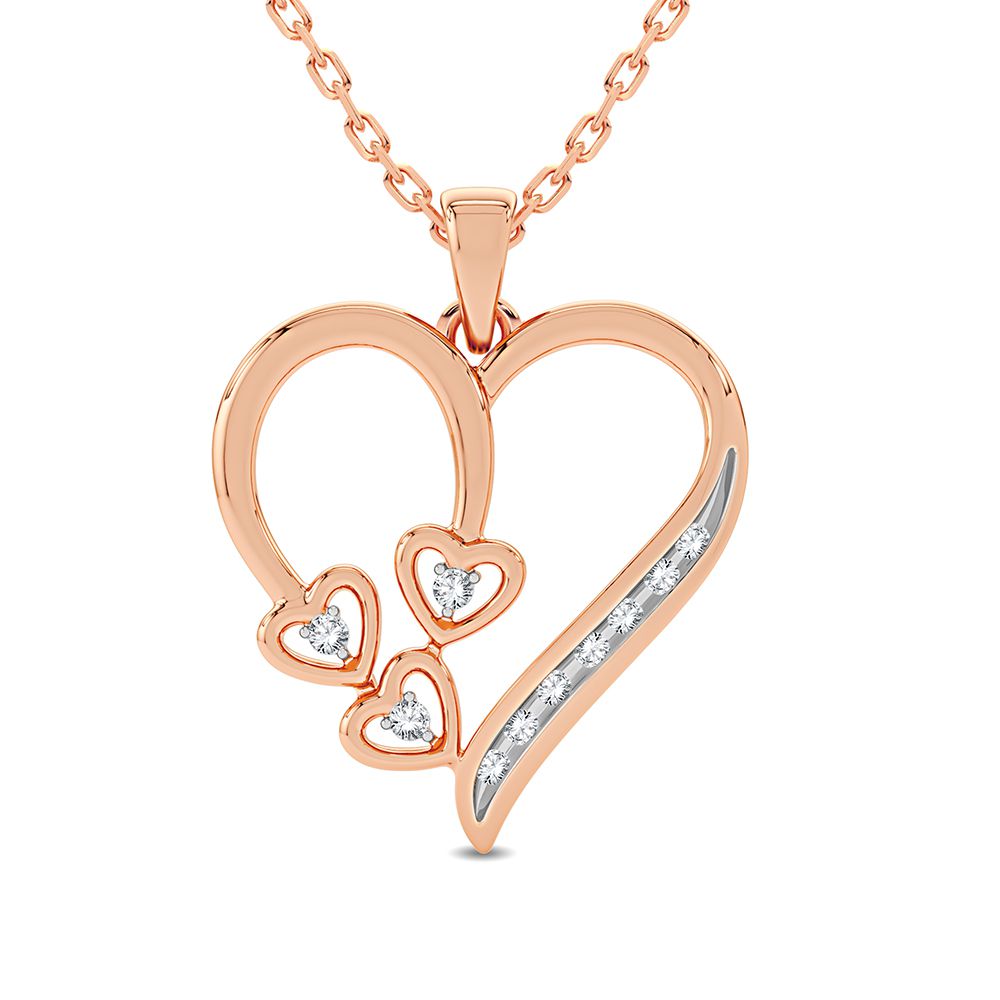 Delicate 10k Rose Gold Lab Diamond Womens Pendant