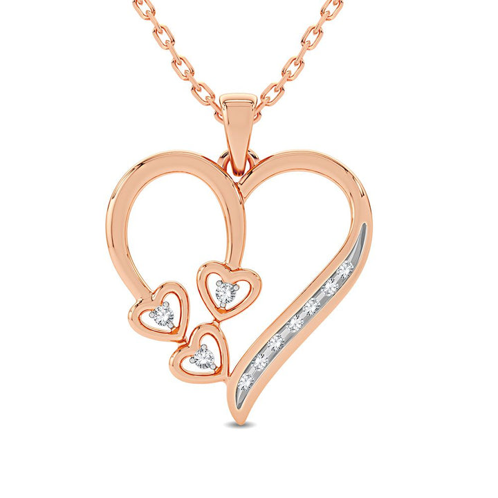 Delicate 10k Rose Gold Lab Diamond Womens Pendant