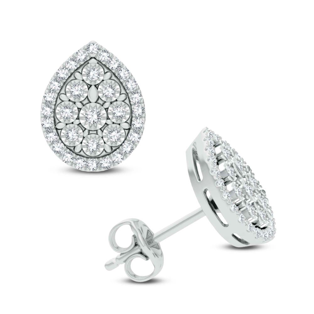 Chic 10k White Gold Lab Diamond Stud Earrings for Women