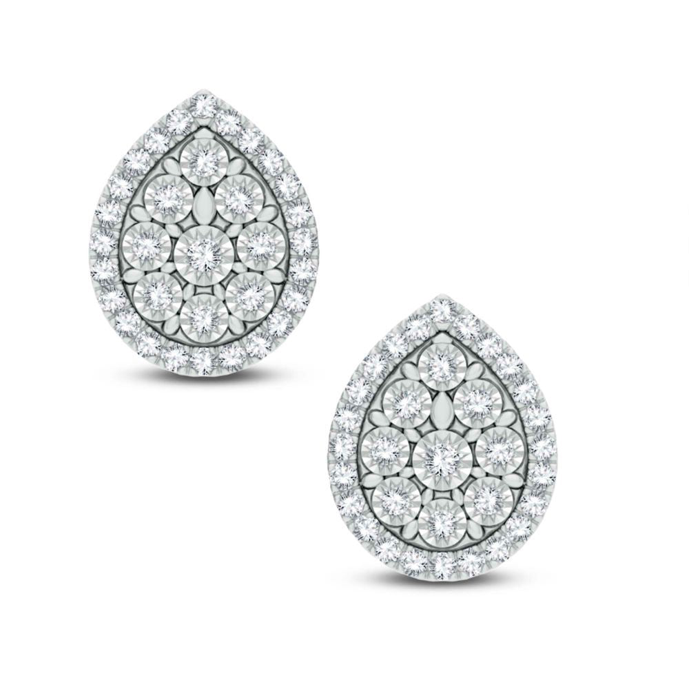 Chic 10k White Gold Lab Diamond Stud Earrings for Women
