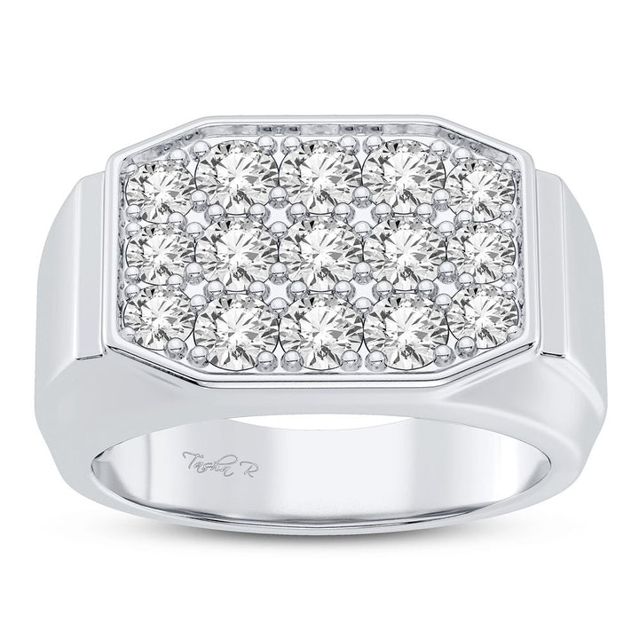 14K White Gold 2CT Lab Diamond Mens Luxury Band Ring