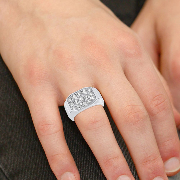 14K White Gold 2CT Lab Diamond Mens Luxury Band Ring