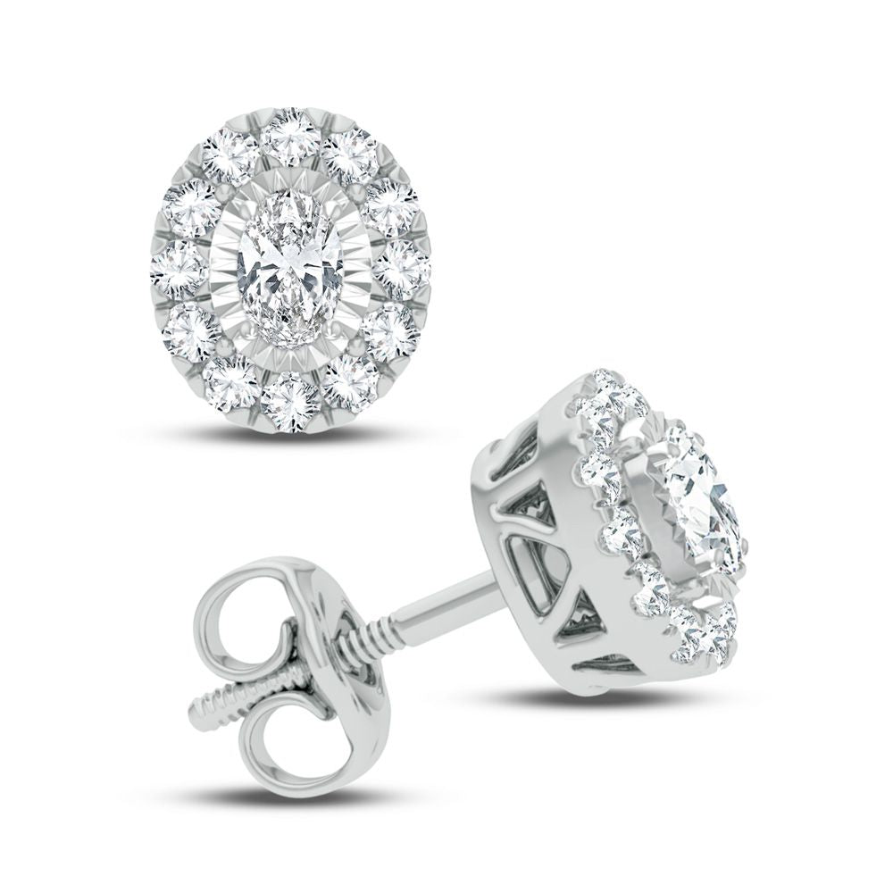 Chic 14k White Gold Lab Grown Diamond Ear Studs
