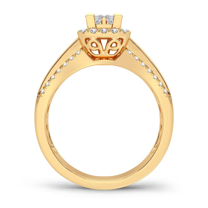 Sparkling 10K Yellow Gold Lab Diamond Engagement Ring (0.93CT)