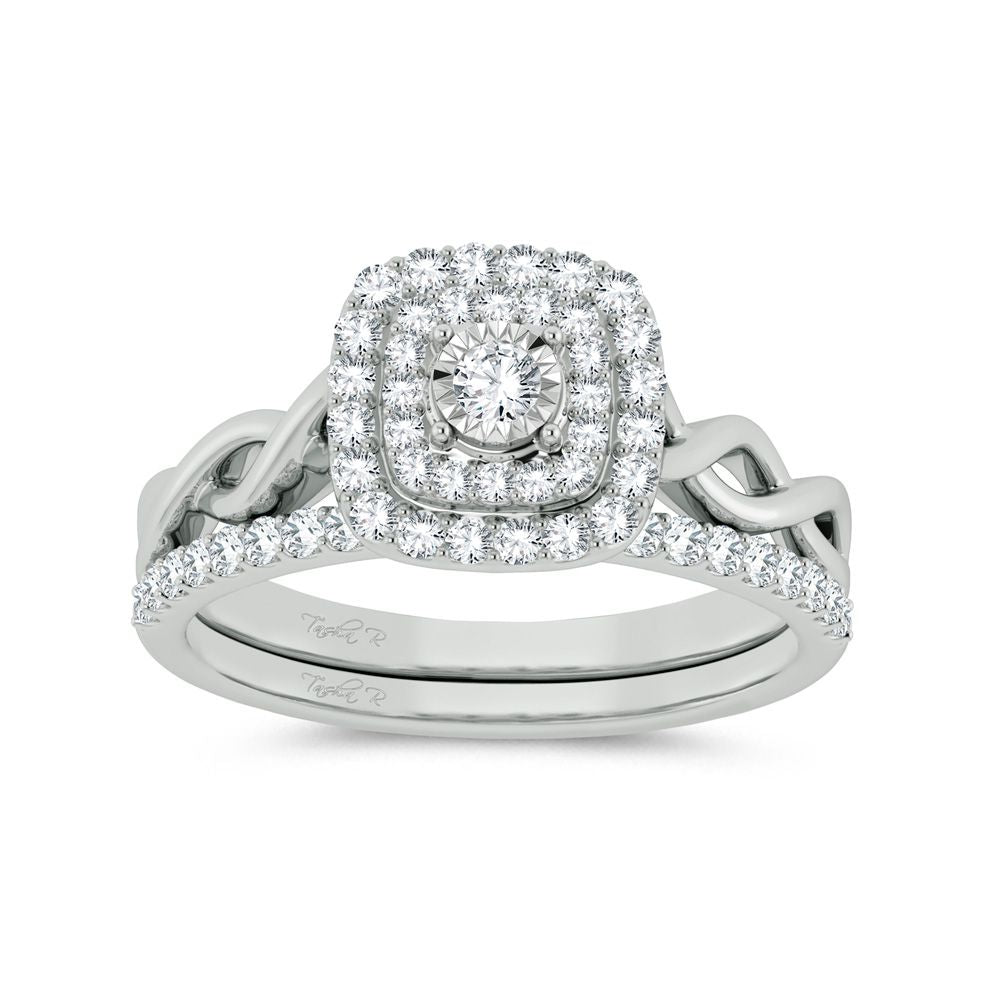 10k White Gold 0.5ct Lab Diamond Womens Bridal Ring