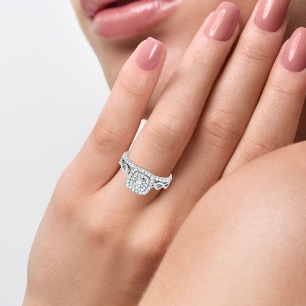 10k White Gold 0.5ct Lab Diamond Womens Bridal Ring