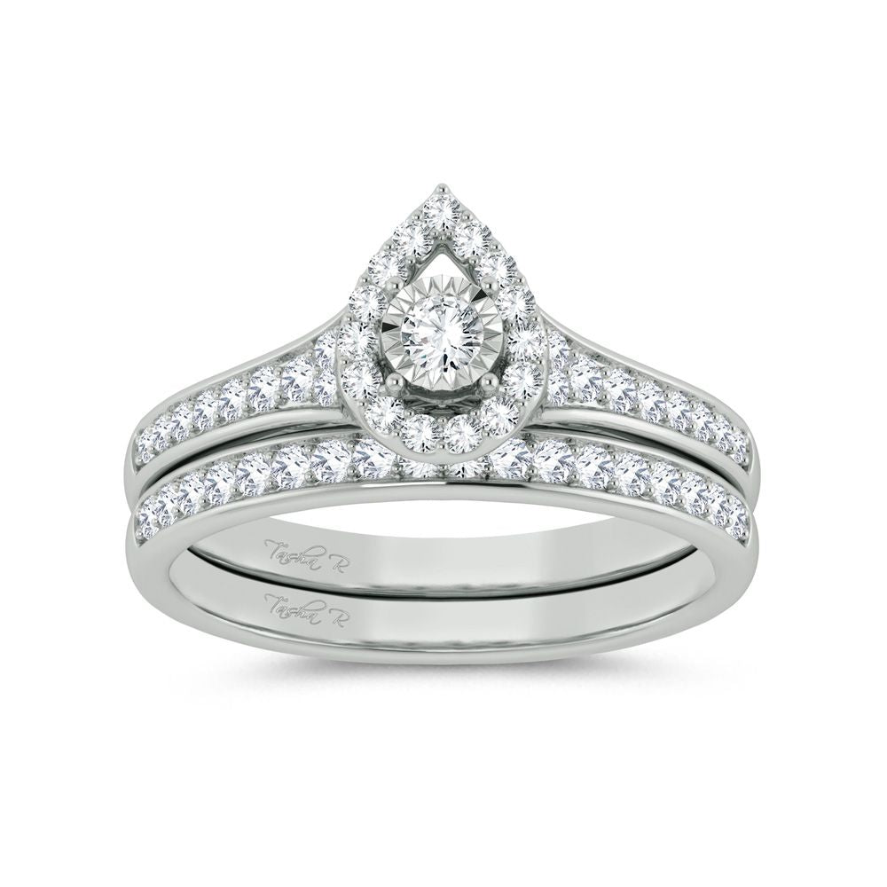 10k White Gold 0.5ct Lab Diamond Bridal Ring Set