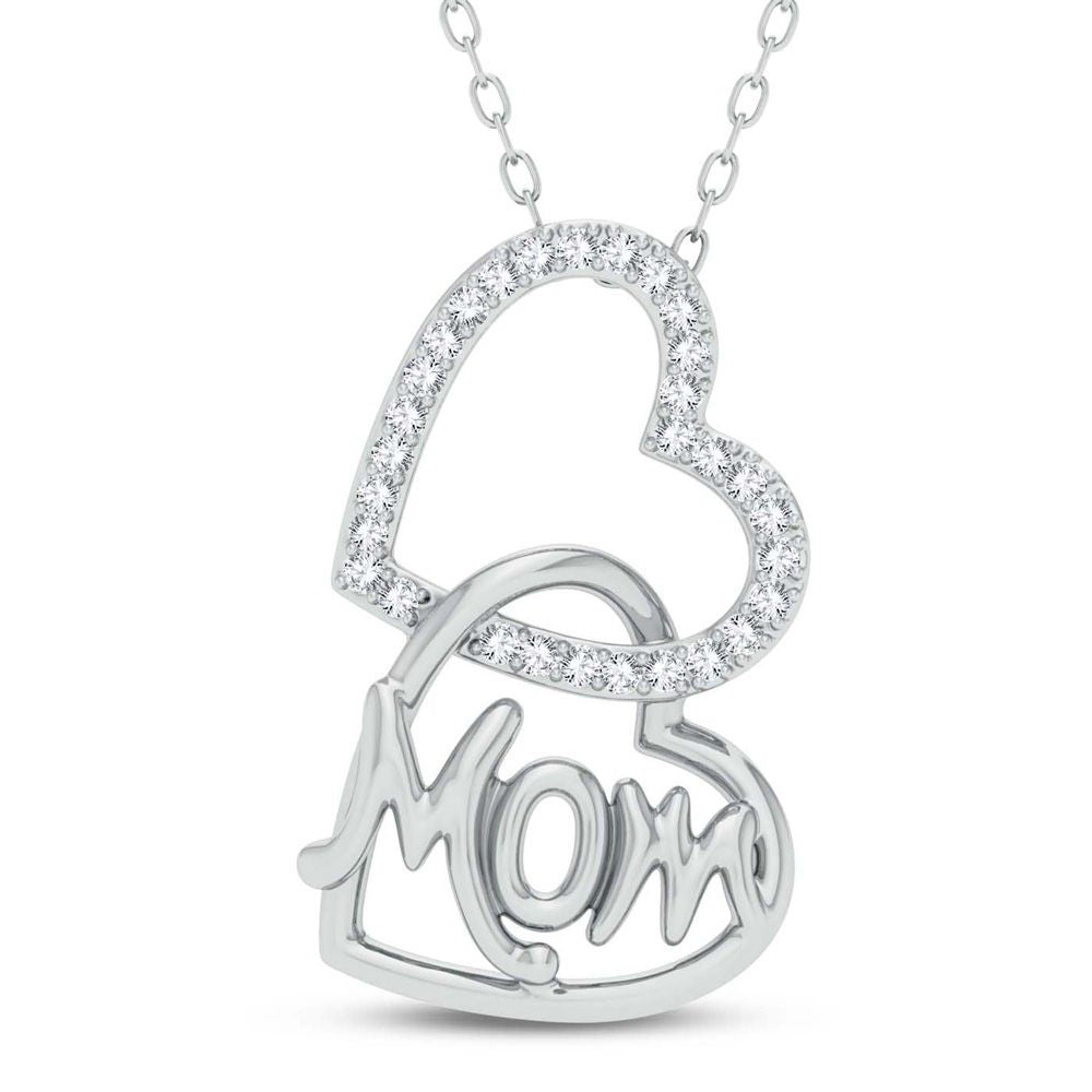 Chic 10k White Gold Lab Diamond Pendant for Women
